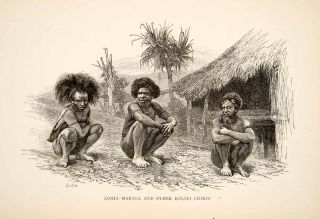  Engraving Portrait Lohia Maraga Koiari Chief New Guinea Edward Whymper