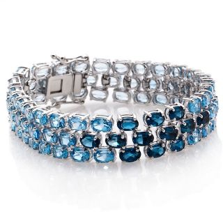40ct Colors of Blue Topaz Sterling Silver 7 1/2 Bracelet