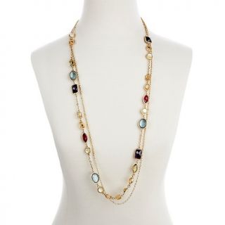 Susan Lucci Multi Shaped Stone Two Row 36 Station Necklace
