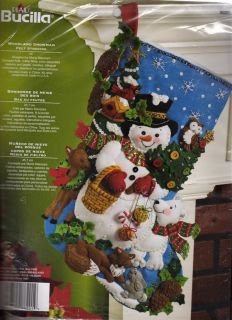 Bucilla Felt Woodland Animals Snowman Christmas Stocking Kit 18 86201