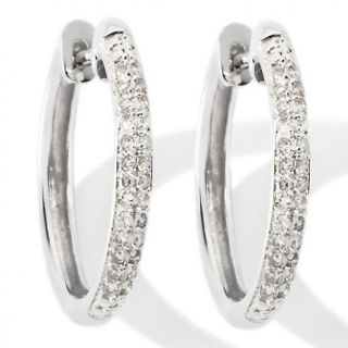 Diamond Sterling Silver Hugger Hoop Earrings   .33ct