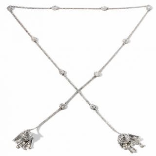  Collection Teasing Tassels Crystal Silvertone 41 Lariat Necklace