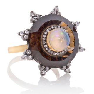 Treasures of India Smoky Quartz, Opal and Diamond 18K Gold and