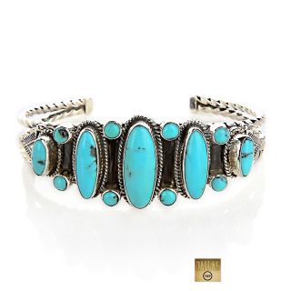 Chaco Canyon Southwest Multi Turquoise Sterling Silver Cuff Bracelet