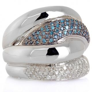51ct Blue and White Diamond Sterling Silver Band Ring