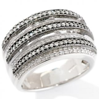 51ct White Diamond Sterling Silver 7 Row Band Ring