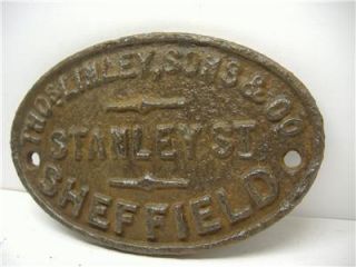 Thomas Linley Stanley St Sheffield Cast Iron Makers Plate