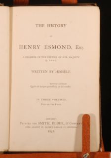 1852 3 Vols Henry Esmond by William Thackeray First Ed