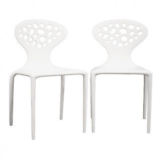 House Beautiful Marketplace White Plastic Molded Chairs   Set of 2