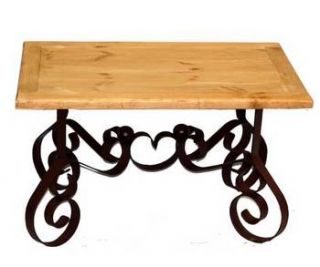Bent Iron End Table With Wood Top   Real Wood   