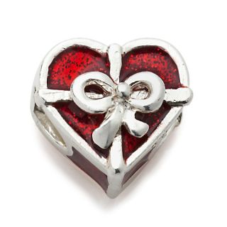 Charming Silver Inspirations Red Enamel Gift Bead Charm