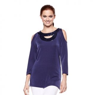 Fashion Tops Knit Tops & Tees Slinky® Brand Top with Sequin Half