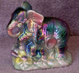 UNIQUE VINTAGE Lusterware Opalescent ELEPHANT Mother Baby Figurine