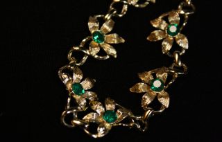 Vtg 1950s Emerald Green Necklace Jewelry 40s Collar Estate Bib