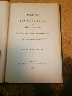 ETHER VAPOUR SURGERY DR. JOHN SNOW UNIVERSITY LONDON 1847 BOSTON