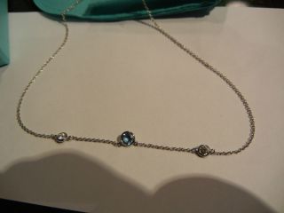 Tiffany Co Elsa Peretti Diamonds by The Yard with Aquamarine Necklace