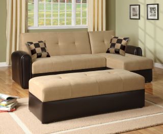 Storage Sectional Sofa Sleeper Bed Set Adjustable Couch
