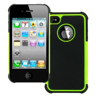EMPIRE Apple iPhone 4 4S Neon Green and Black Armor Case Cover