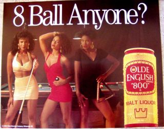Miller Olde English 800 8 Ball Anyone Cool on Pool 3 Sexy Beer Posters