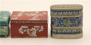  Lot of 4 Antique Chinese Cloisonne Enamel Lidded Trinket Boxes