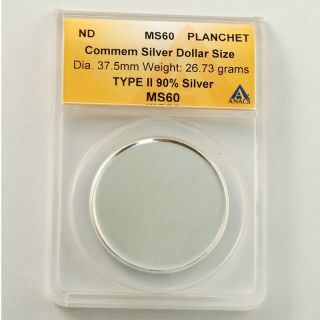 Silver Dollar ANACS Certified MS60 or Better Blank Error Coin
