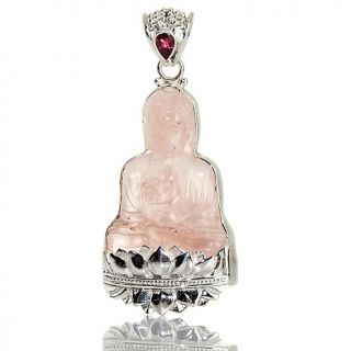 Sajen Silver by Marianna and Richard Jacobs Rose Quartz Buddha Pend