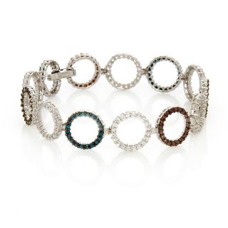 Diamond, White Zircon Circle 7in Silver Bracelet   3.46ct