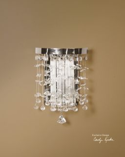 Electric Wall Sconce 60 Watt Light Modern Chrome Plated Rim Crystal
