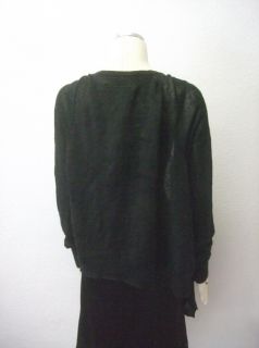 NWOT Enza Costa 100% Linen Knitted Black $160 Long Open Front Cardigan