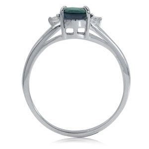 Color Change Alexandrite White Topaz Sterling Silver Engagement Ring