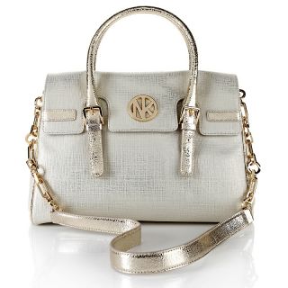 Timeless by Naeem Khan Woven Ivory Leather Satchel