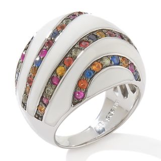 My Precious Rainbow Multicolor Sapphire and White Enamel Sterling