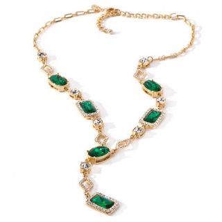 Universal Vault Universal Vault Emerald Color and Clear Stone Goldtone