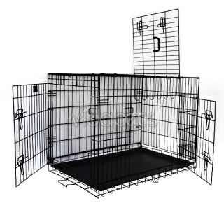 36 3 Door Black Folding Dog Crate Cage Kennel Three 2