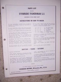 1959 Evinrude Boat Motor Parts List Fisherman 5 5 HP W