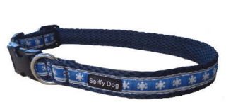 Spiffy Dog Navy Snowflakes Dog Collar Lightweight Quick Drying & Odor