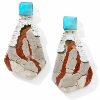 Jay King Mushroom Rhyolite and Turquoise Sterling Silver Earrings at