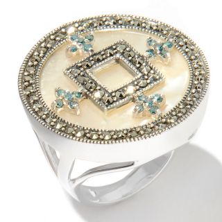 Dallas Prince Designs .3ct Mother of Pearl, Blue Diamond and Marcasite