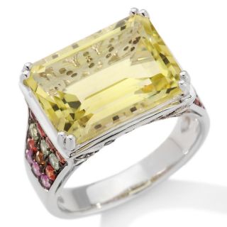 Gemstone and Multicolor Sapphire Sterling Silver East/West Emerald Cut
