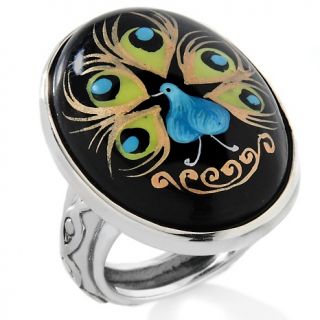 Statements by Amy Kahn Russell Black Onyx Painted Peacock Ring at