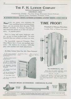 Lawson 1940 Ad Bathroom Medicine Cabinets Tubular Lighting Side