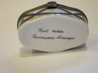 Limoges Eximious Blue Gold Floral Hinged Trinket Pill Box