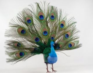 Exotic Fan Tail Peacock Christmas Feather Tree Ornament Wreath Topper