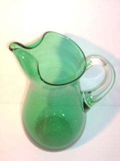 ERICKSON GLASS EMERALD GREEN PITCHER W/ICE LIP