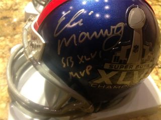 Eli Manning Signed Giants Sbxlvi Mini Helmet w SB XLVI MVP Inscr