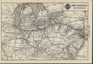 1940 map of the Erie Railroad and connections.