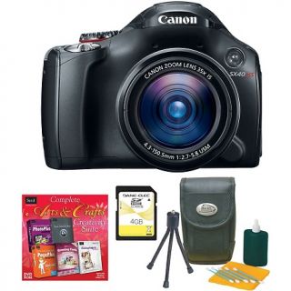 Canon PowerShot 12.1 MP Black Digital Camera, Starter Kit, 4GB SD Card