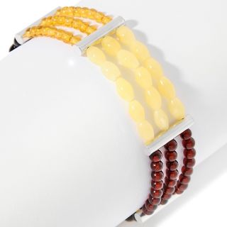 Age of Amber 3 Row Colorblock Amber 7 3/8 Stretch Bracelet