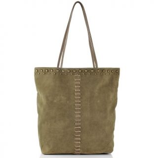 102 084 chi by falchi chi by falchi suede calfskin leather tote with