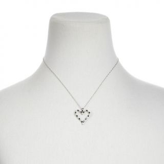Blue White Diamond Silver Heart on 18in Necklace   .99ct at